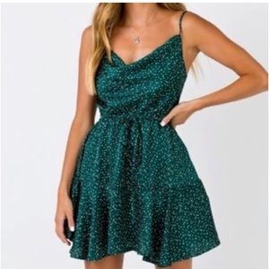 Princess Polly dark green satin mini